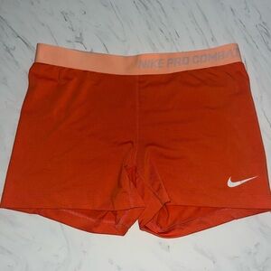 Nike pro combat orange booty hot pants bike shorts spandex logo crop pants xl